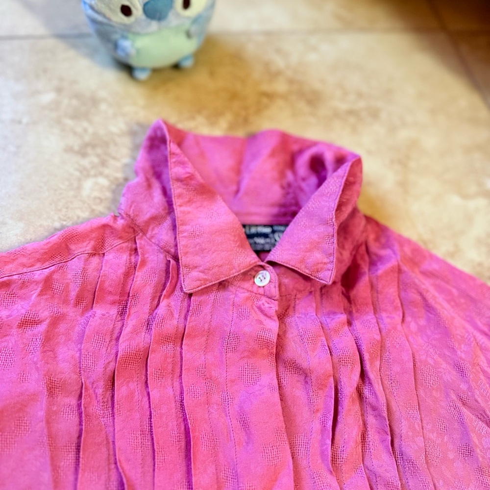Carole Little St. Tropez  Pink Silk Shirt - Picture 2 of 8